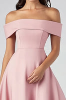 Load image into Gallery viewer, Off the Shoulder Pink A Line Long Formal Dress