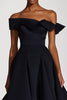 Load image into Gallery viewer, Off the Shoulder Black A Line Long Formal Dress