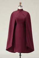 Load image into Gallery viewer, Burgundy High Neck Sheath Long Formal Dress with Shawl