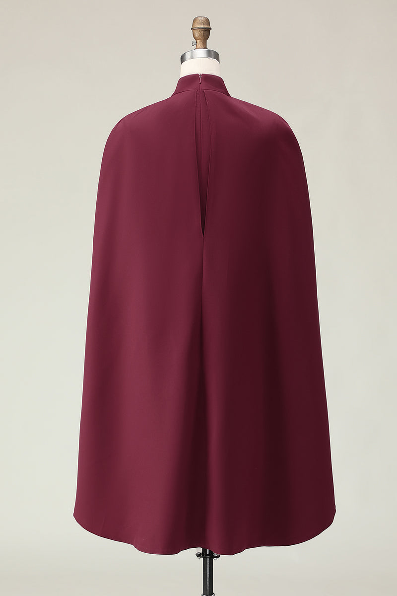Load image into Gallery viewer, Burgundy High Neck Sheath Long Formal Dress with Shawl