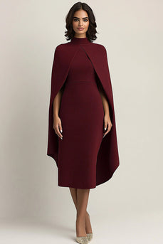 Black Sheath High Neck Long Formal Dress with Shawl