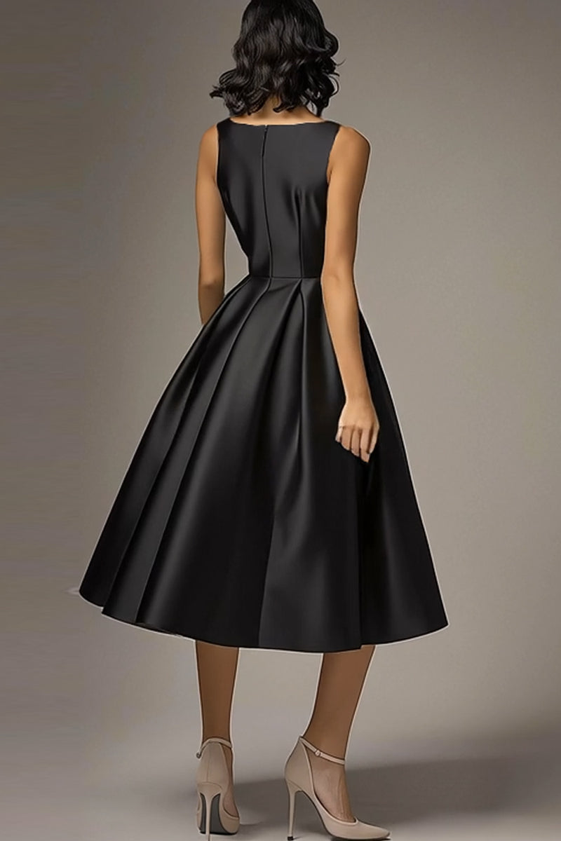 Load image into Gallery viewer, Scoop Neck Black A Line Long Formal Dress