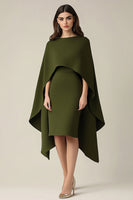 Load image into Gallery viewer, Olive Scoop Sheath Short Formal Dress with Shawl