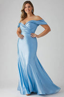Load image into Gallery viewer, Sky Blue Sheath Sweetheart Long Plus Size Formal Dress