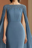 Load image into Gallery viewer, Grey Blue Sheath Chiffon Long Formal Dress with Shawl