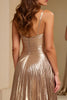 Load image into Gallery viewer, Champagne Metallic A Line Pleated Long Prom Dress