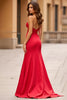 Load image into Gallery viewer, Red A Line Satin Strapless Long Prom Dress with Slit