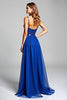 Load image into Gallery viewer, Royal Blue Chiffon A Line Backless Long Prom Dress