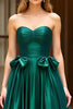 Load image into Gallery viewer, Dark Green A Line Satin Strapless Long Prom Dress with Bow