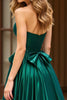 Load image into Gallery viewer, Dark Green A Line Satin Strapless Long Prom Dress with Bow