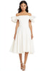 Load image into Gallery viewer, White A Line Satin Off the Shoulder Long Graduation Dress with Ruffles