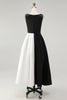Load image into Gallery viewer, White and Black A Line Sleeveless Long Formal Dress
