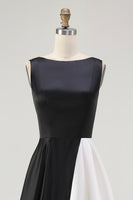 Load image into Gallery viewer, White and Black A Line Sleeveless Long Formal Dress