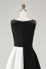 Load image into Gallery viewer, White and Black A Line Sleeveless Long Formal Dress