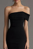 Load image into Gallery viewer, One Shoulder Sheath Long Black Tie Dress with Streamer