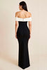 Load image into Gallery viewer, White Sheath Off the Shoulder Satin Long Black Tie Dress