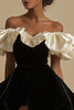 Load image into Gallery viewer, Ivory A Line Ruched Short Little Black Dress with Ruffles