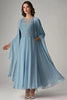 Load image into Gallery viewer, A Line Blue Scoop Long Formal Dress with Appliques