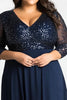 Load image into Gallery viewer, Plus Size Navy A Line V-Neck Long Mother of the Bride Dress