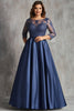 Load image into Gallery viewer, Navy Lace Satin Plus Size Long Mother of the Bride Dress