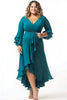 Load image into Gallery viewer, Peacock V-Neck Half Sleeves Plus Size Long Mother of the Bride Dress