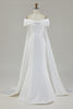 Load image into Gallery viewer, Ivory Satin Bow Front Mermaid Maxi Wedding Ceremony Dress with Cape