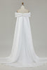 Load image into Gallery viewer, Ivory Satin Bow Front Mermaid Maxi Wedding Ceremony Dress with Cape