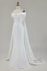 Load image into Gallery viewer, Ivory Bow Front Satin Mermaid Maxi Wedding Ceremony Dress with Cape