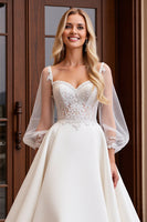 Load image into Gallery viewer, Ivory Sweetheart Long Sleeves Wedding Dress with Lace