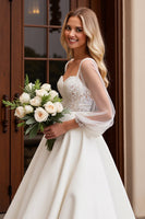 Load image into Gallery viewer, Ivory Sweetheart Long Sleeves Wedding Dress with Lace