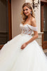 Load image into Gallery viewer, Ivory Off the Shoulder Sweep Train Wedding Dress with Lace