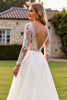 Load image into Gallery viewer, Ivory V Neck Sweep Train Wedding Dress with Lace