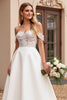 Load image into Gallery viewer, Ivory Satin Off the Shoulder Sweep Train Wedding Dress with Lace