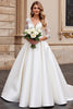 Load image into Gallery viewer, Ivory Satin A Line Sweetheart Sweep Train Wedding Dress with Lace