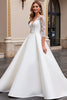 Load image into Gallery viewer, Ivory Satin A Line Sweetheart Sweep Train Wedding Dress with Lace