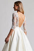 Load image into Gallery viewer, Ivory Satin A Line V Neck Sweep Train Wedding Dress with Lace