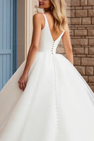 Load image into Gallery viewer, Ivory Ball Gown V Neck Sweep Train Wedding Dress