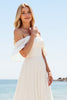 Load image into Gallery viewer, Ivory Chiffon A Line Off the Shoulder Sweep Train Boho Wedding Dress