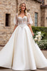 Load image into Gallery viewer, Ivory Satin A Line Sweetheart Floor Length Wedding Dress with Lace