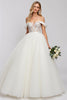 Load image into Gallery viewer, Ivory Organza Floor Length Off the Shoulder Ball Gown Wedding Dress with Lace