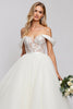 Load image into Gallery viewer, Ivory Organza Floor Length Off the Shoulder Ball Gown Wedding Dress with Lace