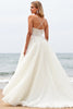 Load image into Gallery viewer, Ivory Organza Sweep Train Strapless Ball Gown Wedding Dress with Appliques
