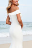 Load image into Gallery viewer, White Satin One Shoulder Sweep Train Mermaid Wedding Dress with Appliques