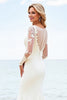 Load image into Gallery viewer, Ivory Satin Illusion Boat Neck Sweep Train Mermaid Wedding Dress with Lace