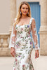 Load image into Gallery viewer, Ivory Flower Satin Square Neck Sweep Train Mermaid Wedding Dress with Lace