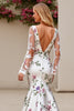 Load image into Gallery viewer, Ivory Flower Satin Square Neck Sweep Train Mermaid Wedding Dress with Lace