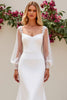 Load image into Gallery viewer, Ivory Satin Scoop Neck Sweep Train Mermaid Wedding Dress with Lace