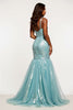 Load image into Gallery viewer, Sparkly Light Blue Mermaid V-Neck Long Prom Dress