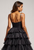 Load image into Gallery viewer, Black Ball Gown Long Tiered Prom Dress With Slit