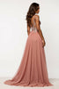 Load image into Gallery viewer, Dusty Rose A Line Chiffon V-Neck Long Prom Dress with Sequins